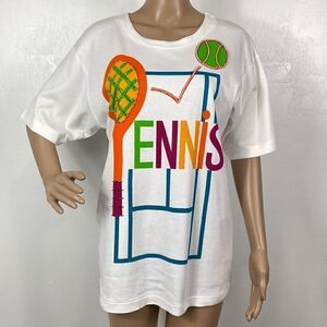 ❤️Last Chance Santoria Village novelty print tennis cotton short sleeve size S